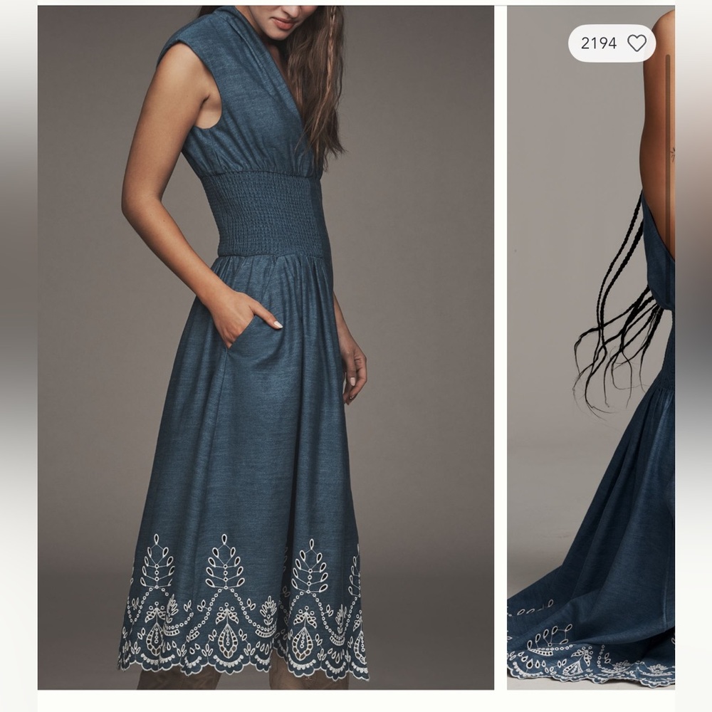 The Tommie Denim Eyelet Trim Dress